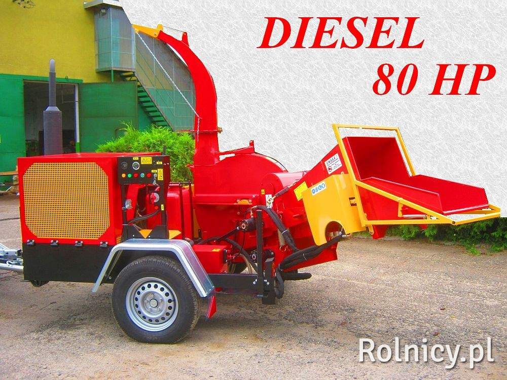 Rębak tarczowy z silnikiem Diesla 4 cylindry: moc 80 KM