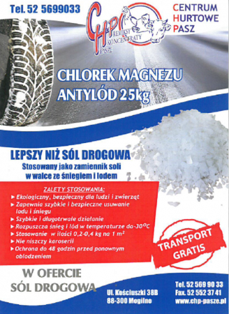 Chlorek magnezu antylód 25kg zamiennik sól drogowa