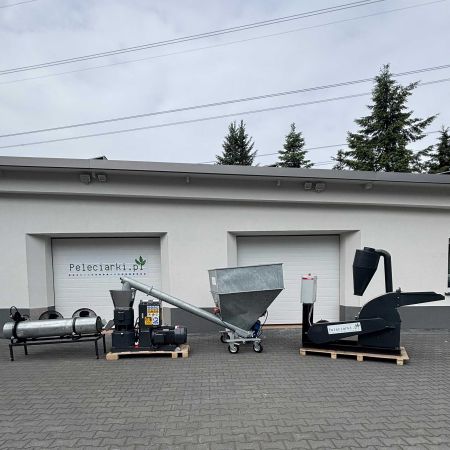 LINIA PRODUKCJA PELETU 800kg/h MIĘKKIE DREWNO TROCINA SŁOMA TRAWA LIŚCIE GAŁĘZIE