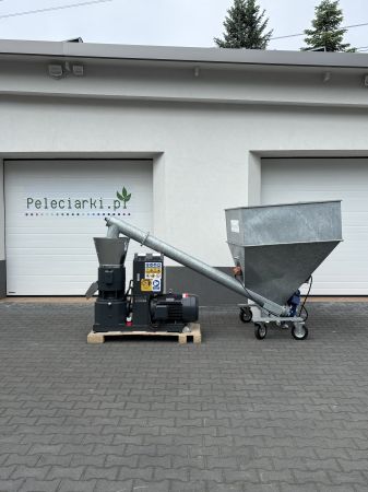PODAJNIK + PELECIARKA MAŁA LINIA PRODUKCYJNA PELET BRYKIET GRANULAT 800kg/h PASZA , ŚCiÓŁKA, OPAŁ